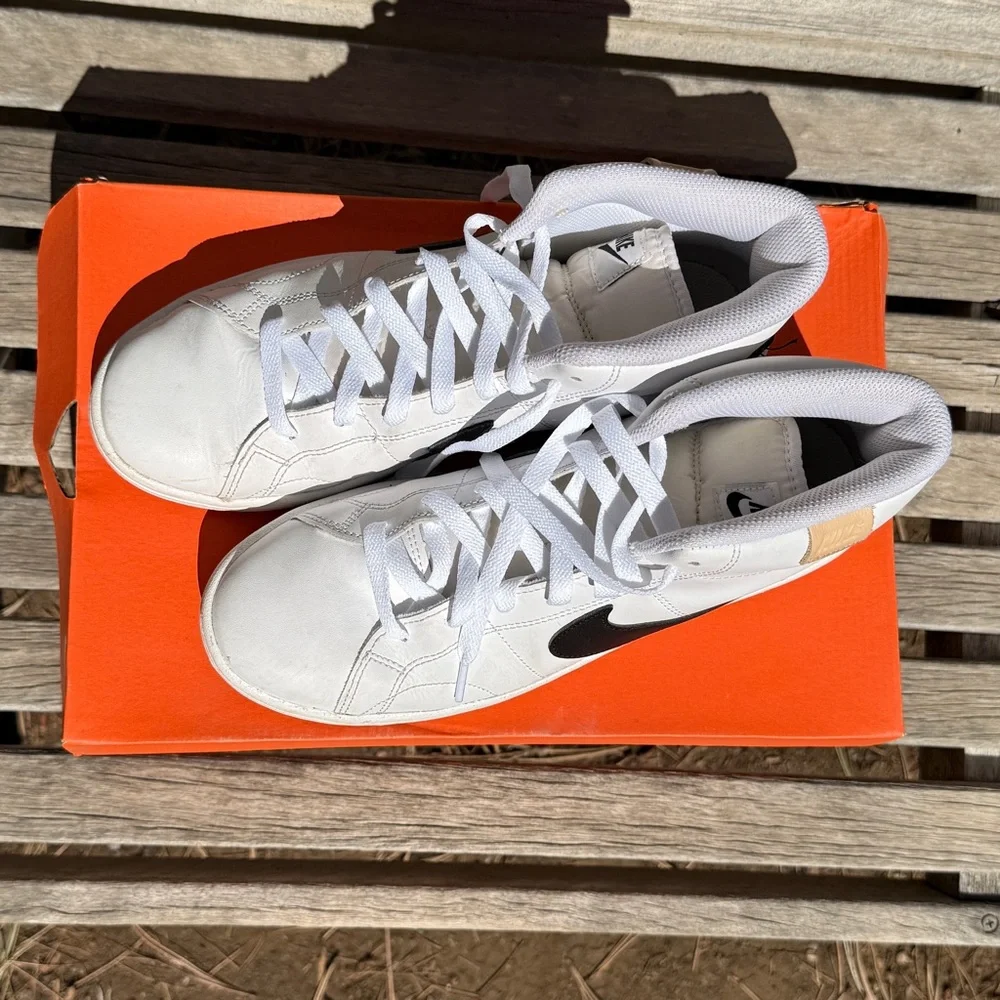 EUC Nike Court Royale 2 Mid White Onyx Leather Shoes, Size 8 Men (9.5-10 Women)